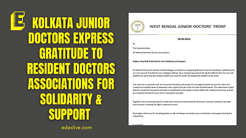 Kolkata junior doctors express gratitude to resident doctors associations for solidarity & support