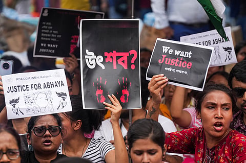 Visuals from a protest rally in Kolkata