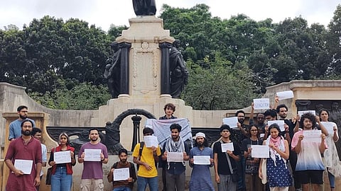 Visuals from protest against IISc administration