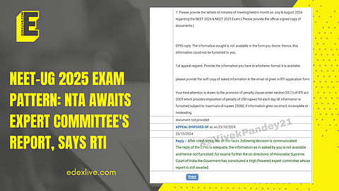 NEET-UG 2025 exam pattern: NTA awaits expert committee's report, says RTI