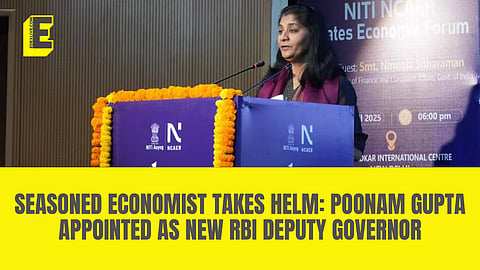 The government has appointed NCAER Director General Poonam Gupta as the RBI Deputy Governor for a three-year term