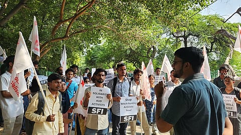 Students protest at Ambedkar University