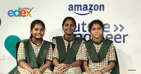 Project Name: Cycle sathi School Name : KGBV L Kota, Vizianagaram District From left to right: G Hema Chandrika, A Sandhya Rani, V Thanu Sri