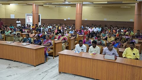 Teachers attending a capacity-building workshop on classroom strategies
