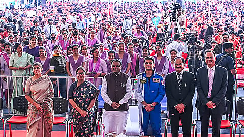 Odisha CM Mohan Charan Majhi and astronaut Shubhanshu Shukla interacted with students at SAITED 2025.