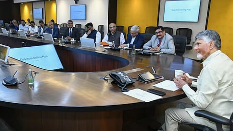 CM Nara Chandrababu Naidu during meeting with the delegation of IIT Madras on Tuesday.