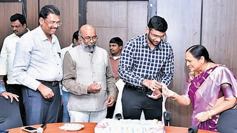 I&PR Director K Viswanath takes part in New Year celebrations on Thursday.