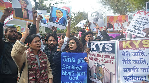 Student protest at North Campus on Tuesday.
