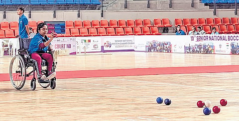 M Mahalakshmi, a 27-year-old boccia player from Vellore, secured a gold medal in the Senior Boccia National Championship held in Gujarat
