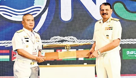 Chief of Naval Staff Admiral Dinesh K Tripathi assumes IONS Chairmanship from Admiral Pairote Fuangchan, Commander-in-Chief of the Royal Thai Navy, in Vizag on Friday