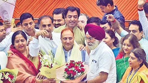Newly elected mayor Pravesh Wahi after his victory on Wednesday