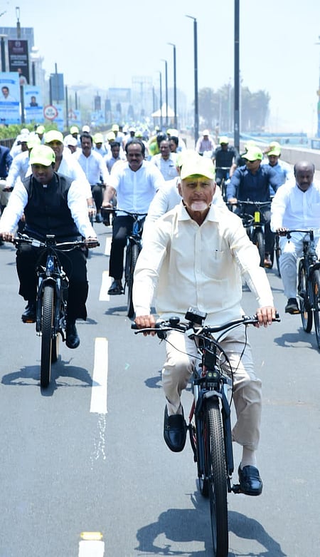 World Environment Day: Andhra CM rides bicycle, urges people to plant more trees