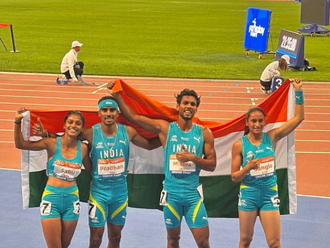 Indian mixed 4x400m relay team wins gold in the Asian U23 Athletics Championships 2026 in the Chinese city of Ordos on Thursday. Photo credit: AFI
