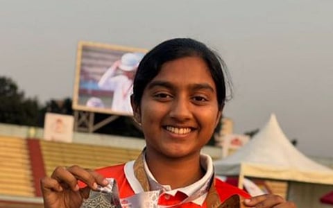 Teenager Prithika Pradeep claims bronze medal, powers India to compound team silver in Stage 4 of the Archery World Cup in Madrid on Saturday. Photo credit: World Archery/X