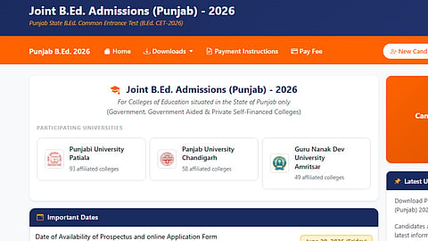 Punjab B.Ed exam 2026 official website
