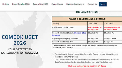 COMEDK Round 1 Seat Allotment 2026