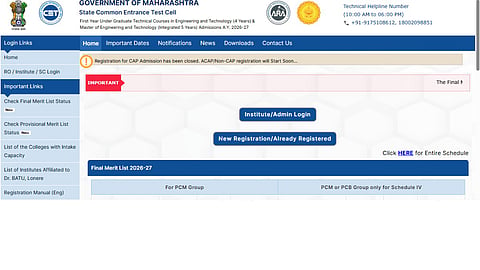 MHT CET CAP Round 1 Seat Allotment Result 2026