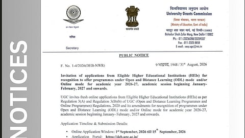 UGC invites applications from HEIs for ODL, online programme recognition for 2026-27