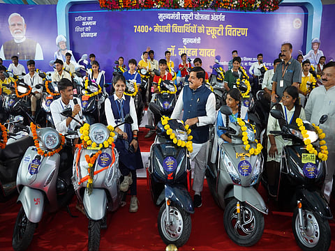 MP CM distributes scooties to 7,400+ Class 12 merit students