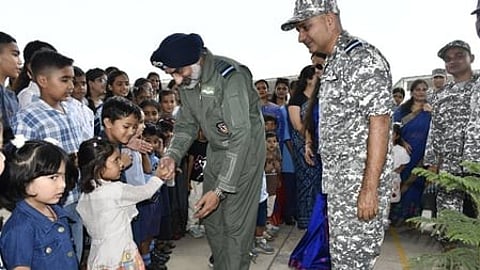 Air Chief Marshal meets school children at Sarsawa Air Base