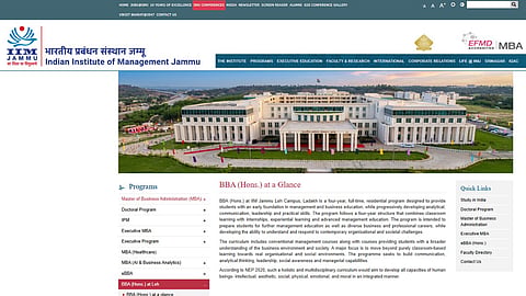 IIM Jammu to Launch Four-Year BBA (Hons) at Leh Campus