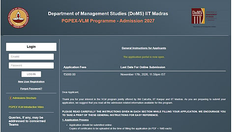 IIT Madras PGPEX-VLM Admissions 2027