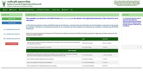 ICAR PG Round 2 Seat Allotment 2026