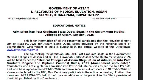 Assam NEET PG 2026 Provisional Merit List Released