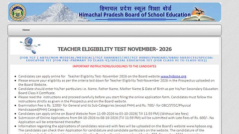 HP TET November 2026 Application Correction Window.