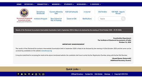 ICAI CA Inter September 2026 Result Expected on October 22