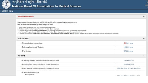 NEET SS 2026 registration begins