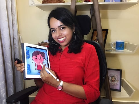 Mamta Joseph's artwork revolves around themes of positivity and hope