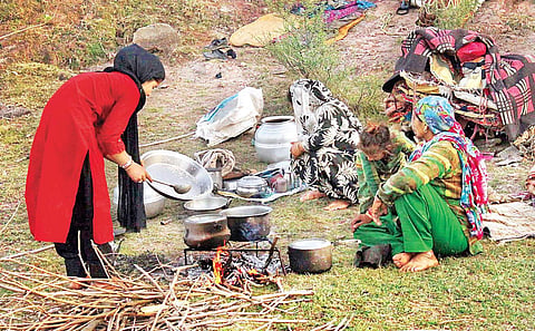 The nomadic Bakarwal family of the Kathua gang-rape victim, camped for the day near Udhampur, on Sunday | Mir Imran | EPS)
