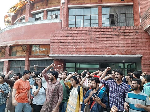 JNU students go on strike to protest against rustication of JNUSU office bearers