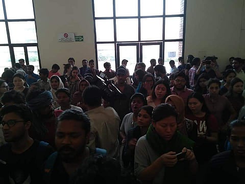 Former JNUSU President Sai Balaji said that the administration was lying and that Dean simply ran away (Pic: Facebook)