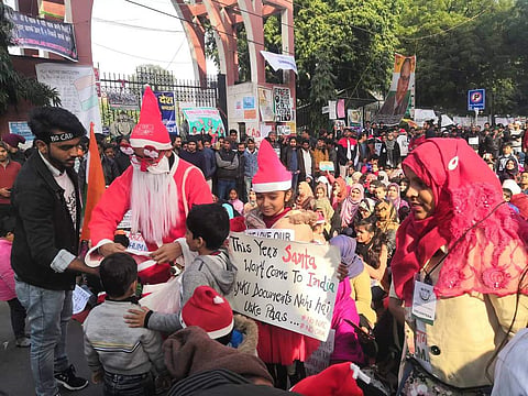 Protest at Jamia Millia Islamia on December 25| Pic: JCC