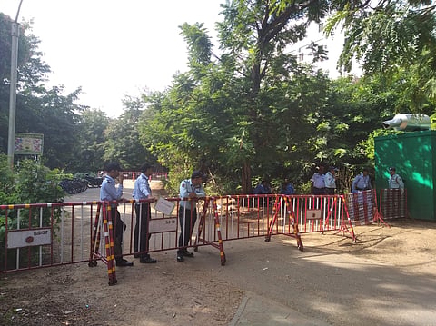 Four rows of barricades were installed by IIT yesterday to guard the area (Pic: Sourced)