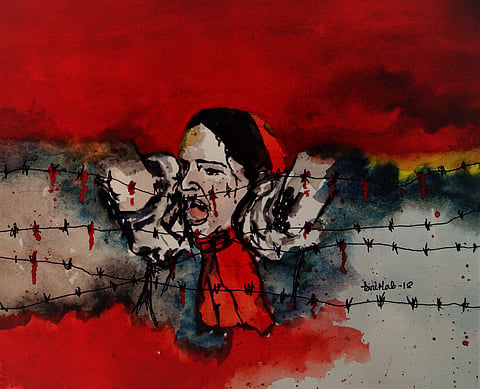 One of his works in this series is the consequence of the attack in Pulwama in December 15, 2018 (pic: Pariplab Chakraborty)