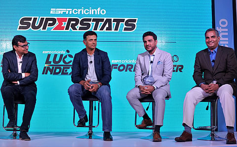 (L__R)_Sambit_Bal,Editor-in-chief, ESPNcricinfo, Rahul Dravid, Former Indian Captain, Sanjay Manjrekar, ESPNcricinfo expert and Dr Raghunathan Rengaswamy, IIT Madras (Pic: IIT Madras)