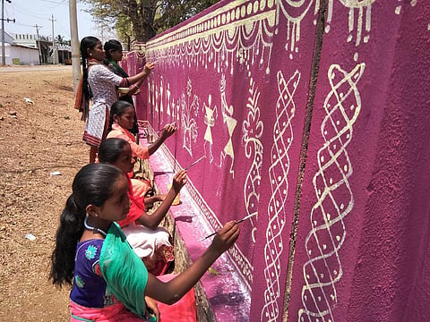 Warli touch: This warli art made by students is the most like by villagers in Gunderi