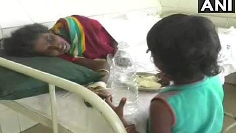 The six-year-old child has been begging in and around the hospital premises since the last one week (Pic: ANI)