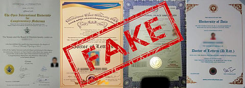 A few fake degree certificates