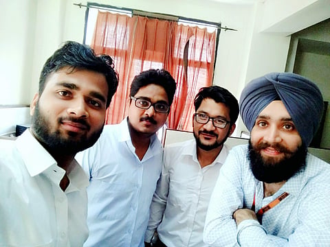 From right to left - Prof. Gurjot SIngh Gaba, Deepak Singh Bisht, Pawan Kumar Raghav and Vikas Singh (Pic: LPU)