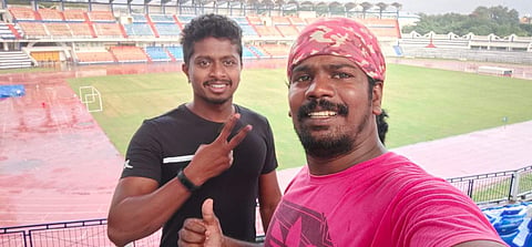 Jyothi Raj along with his trainer Praveen