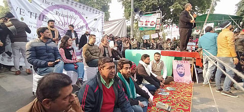 The students and alumni at the hunger strike (Pic: JCC)