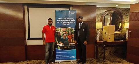 Suman Subbaiyan with an alumni of James Cook University in Chennai| Pic: Edexlive
