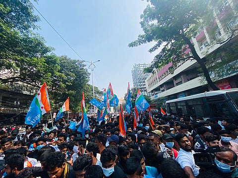 At the protest | (Pic: NSUI)