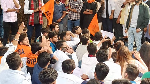 ABVP students during the protest (Pic: ABVP)