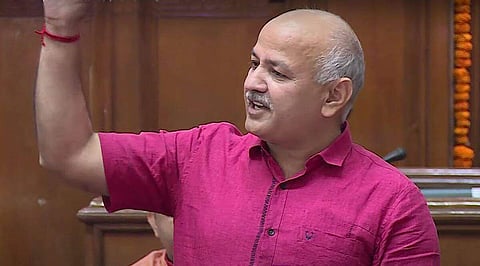 Sisodia presenting the budget (Pic: Screengrab)