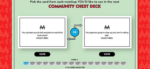 Screenshot from the Monopoly website